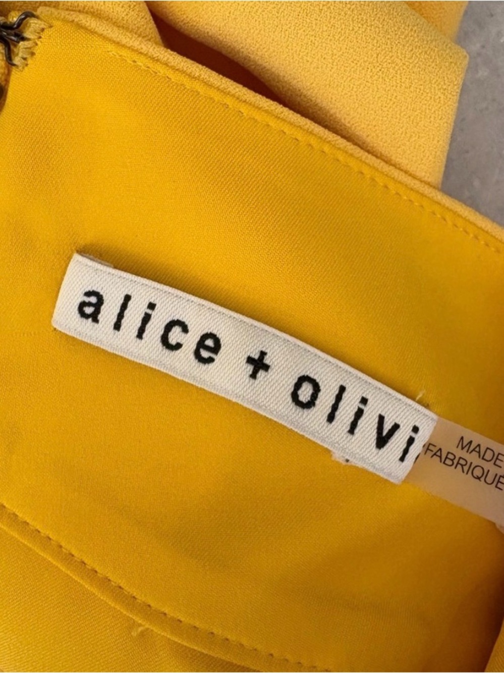 Alice + Olivia || Donald Cropped Wide Leg Trousers Crepe Pants Yellow - Size 8 - Picture 6 of 10